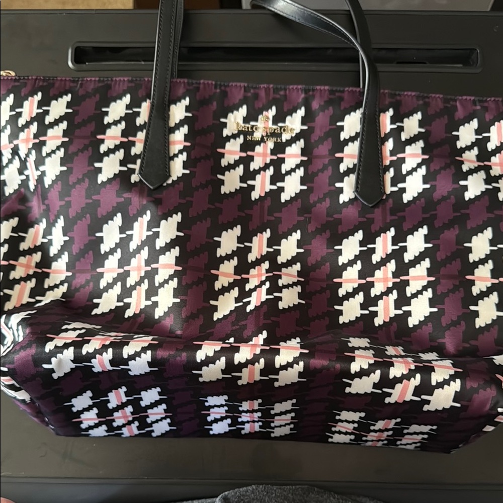 Kate Spade Purple and Black Houndstooth Tote